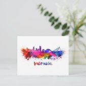 Skyline von Valencia in Aquarellfarben Postkarte (Stehend Vorderseite)