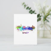 Skyline von Venedig in Aquarellfarben Postkarte (Stehend Vorderseite)