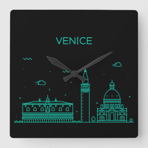 Skyline von Venedig Quadratische Wanduhr
