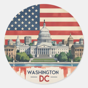 Skyline von Washington D.C. Runder Aufkleber