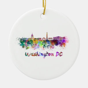 Skyline von Washington DC in Aquarellfarben Keramikornament