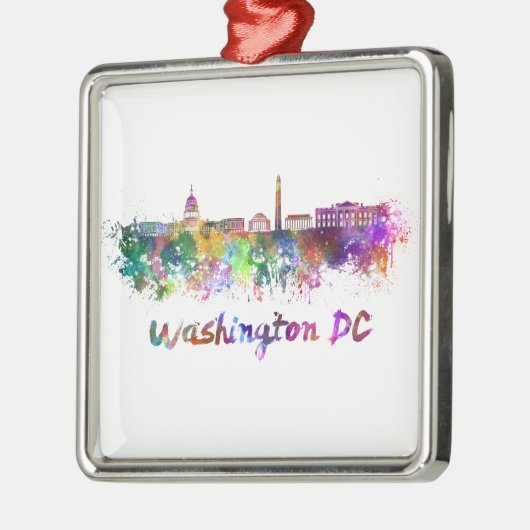 Skyline von Washington DC in Aquarellfarben Ornament Aus Metall (Links)
