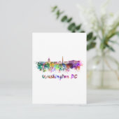 Skyline von Washington DC in Aquarellfarben Postkarte (Stehend Vorderseite)