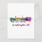 Skyline von Washington DC in Aquarellfarben Postkarte (Vorderseite)