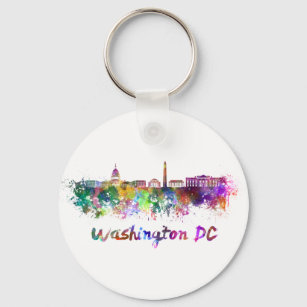 Skyline von Washington DC in Aquarellfarben Schlüsselanhänger