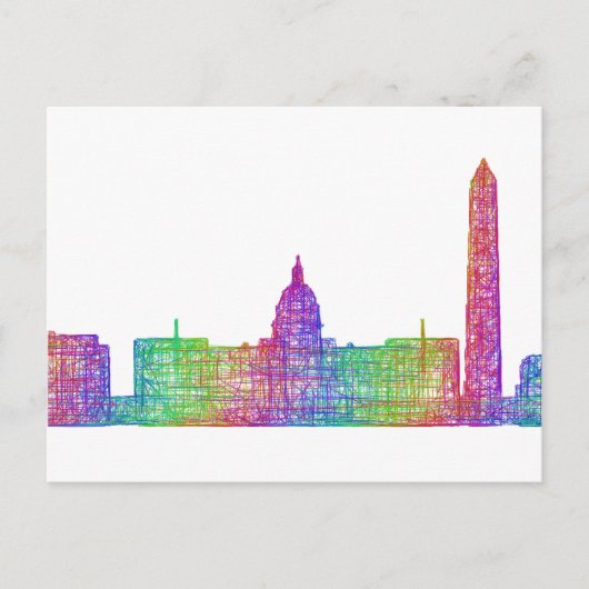 Skyline von Washington DC Postkarte (Vorderseite)
