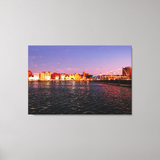 Skyline von Willemstad in der Nacht Leinwanddruck
