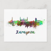 Skyline von Zaragoza in Aquarellfarbe Postkarte (Vorderseite)