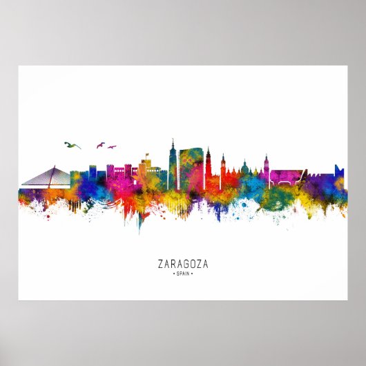 Skyline von Zaragoza Spanien Poster (Vorne)