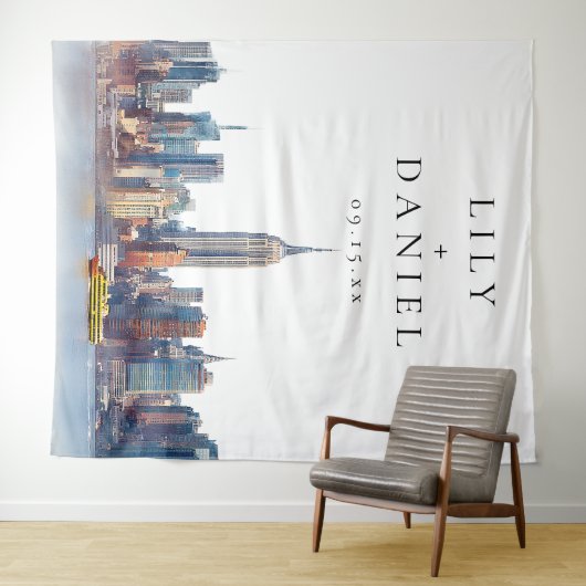 Skyline Wedding Foto Background Wandteppich (Beispiel (Horizontal))