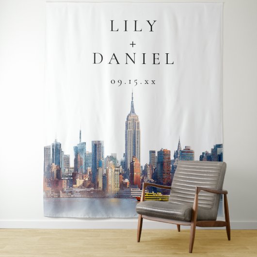 Skyline Wedding Foto Background Wandteppich (Beispiel)