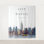 Skyline Wedding Foto Background Wandteppich (Vorderseite)