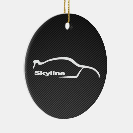 Skyline-weiße Silhouette mit Kohlenstofffaser Keramikornament (Rechts)