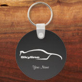 Skyline White Silhouette Logo mit Imitaten Carbon  Schlüsselanhänger (Vorderseite)