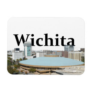 Skyline Wichitas Kansas mit Wichita im Himmel Magnet