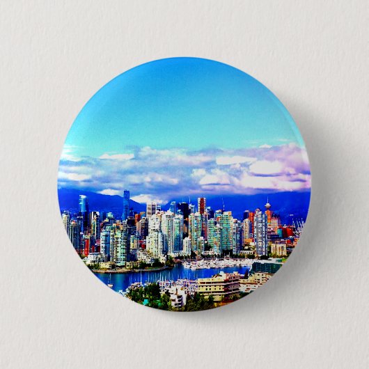 Skylinehimmel Vancouvers Kanada bewölkt Button (Vorderseite)