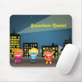 Skylineniedlicher Superhero für Kinder Mousepad (Mit Mouse)