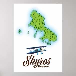 Skyros Greece Insel Map Poster