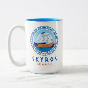 Skyros, Griechenland Griechisches Schiff Design Zweifarbige Tasse