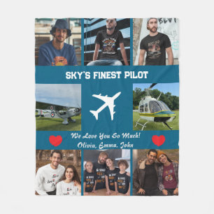 "Sky's schönster Pilot" FotoCollage, Flugzeug, mod Fleecedecke