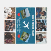 "Sky's schönster Pilot" FotoCollage, Flugzeug, mod Fleecedecke (Vorderseite (Horizontal))