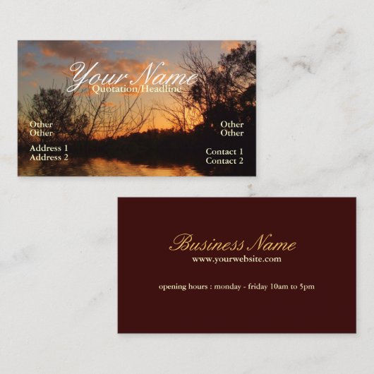 Skyscapes Sonnenuntergang Silhouette Business Card Visitenkarte (Vorne/Hinten)