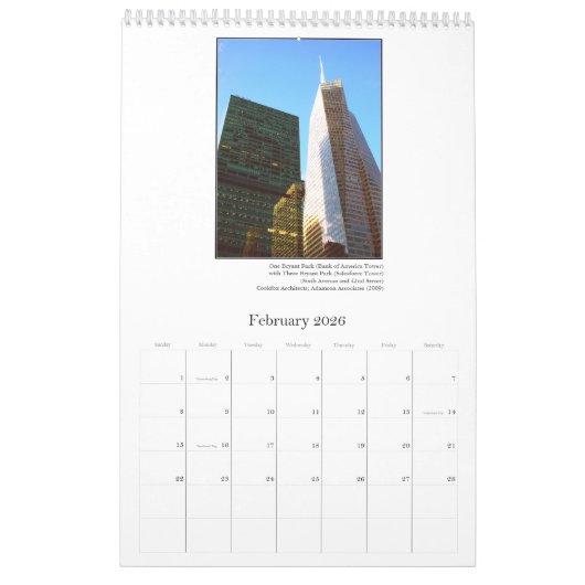 Skyscrapers of New York 2026 Calendar Kalender (Feb 2026)
