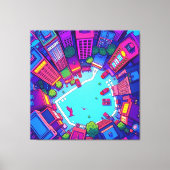 Skyview City - Neon Pop Städtische Landschaft Leinwanddruck (Vorderseite)