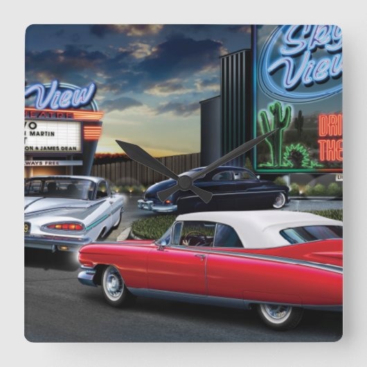 Skyview Drive Quadratische Wanduhr (Vorderseite)