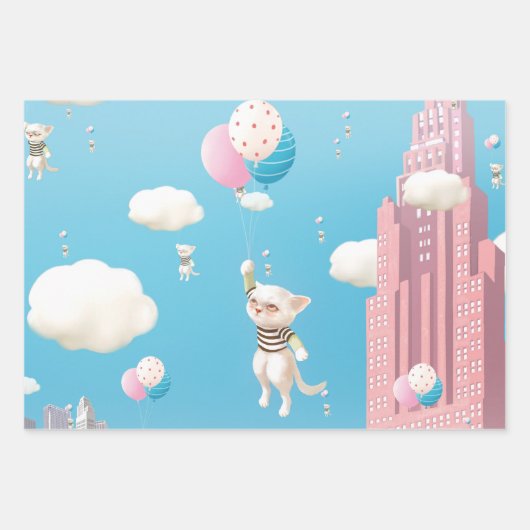 Skyward Bound Kittens Geschenkpapier Set (Vorderseite)