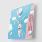 Skyward Bound Kittens Quadratische Wanduhr (Winkel)