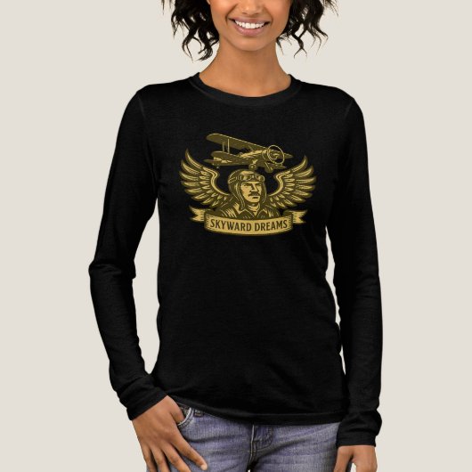 Skyward Dreams - Vintages Biplane Emblem Tri-Blend Shirt (Vorderseite)