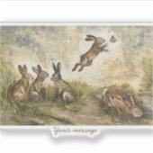 Skyward Fluff Meadow Hare Whimsical Rabbit Family  Aufkleber (Vorderseite)