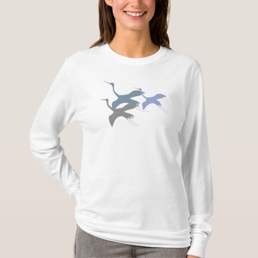 Skyward Symphony: Bluish & Grey Whoope Crane T-Shirt (Vorderseite)
