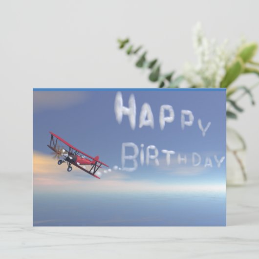 Skywriter alles Gute zum Geburtstageinladung Einladung (Stehend Vorderseite)