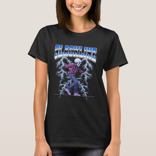 Slackline Slackliner Slackliner Skeleton 90s Boot T-Shirt (Vorderseite)