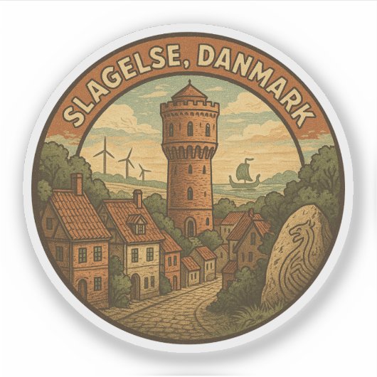 Slagelse Dänemark Turm Aufkleber (Vorderseite)