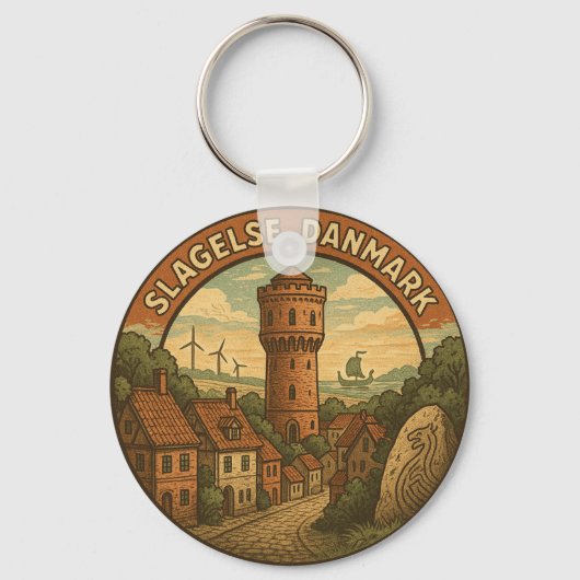 Slagelse Dänemark Turm Schlüsselanhänger (Vorderseite)