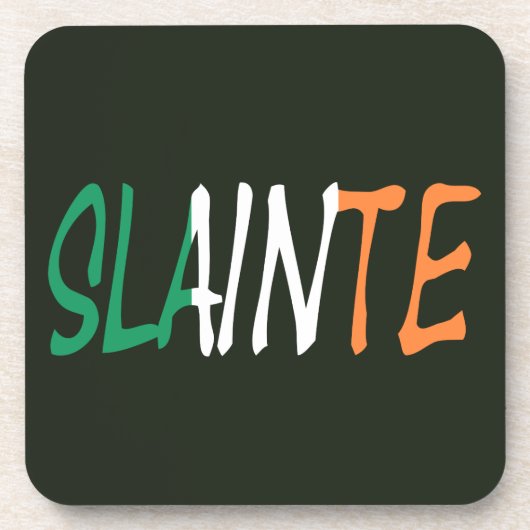 Slainte an der Küste der irischen Flagge Getränkeuntersetzer (Vorderseite)