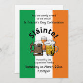 Sláinte Beer Irish Flag St Patricks Day Einladung (Vorne/Hinten)
