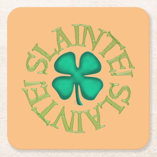 Slainte! Bräunungsgetränke auf Papier! Rechteckiger Pappuntersetzer (Vorderseite)
