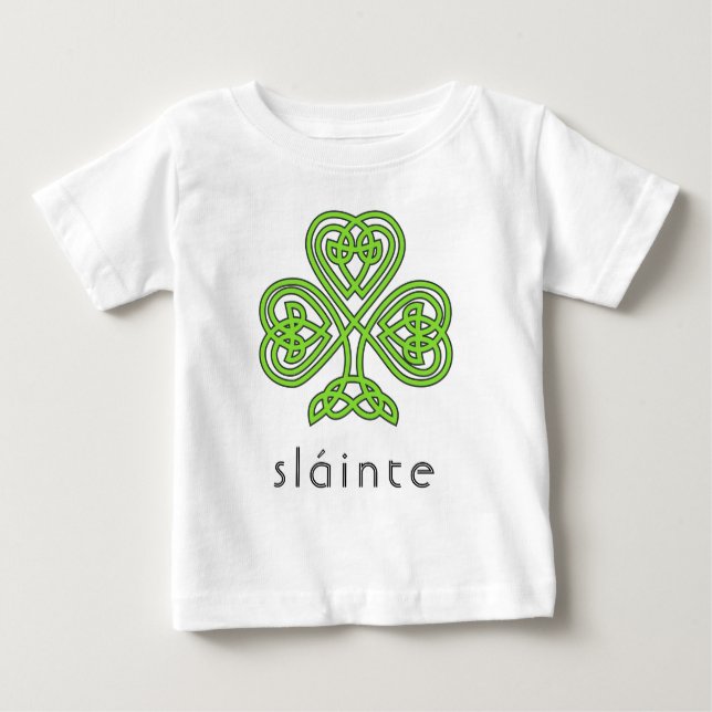 Slainte Celtic Kleeblatt Green St. Patrick's Day Baby T-shirt (Vorderseite)