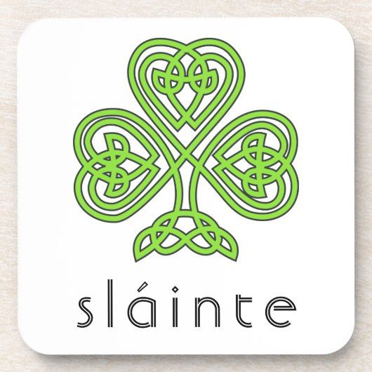 Slainte Celtic Kleeblatt Green St. Patrick's Day Getränkeuntersetzer (Vorderseite)