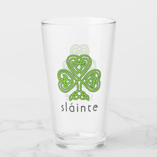 Slainte Celtic Kleeblatt Green St. Patrick's Day Glas (Rückseite)