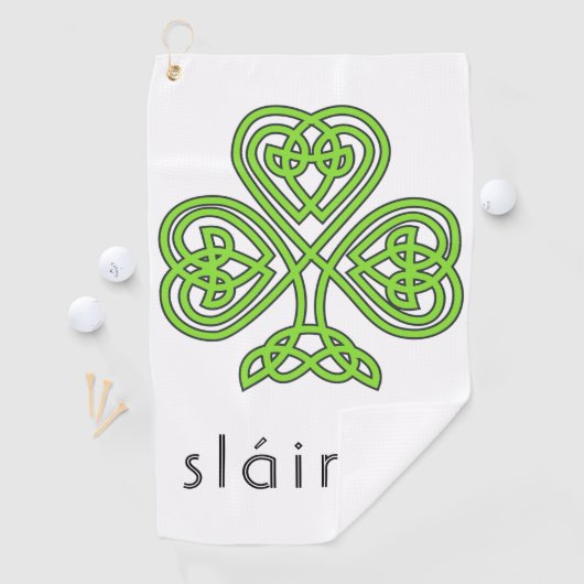Slainte Celtic Kleeblatt Green St. Patrick's Day Golfhandtuch (Insitu)