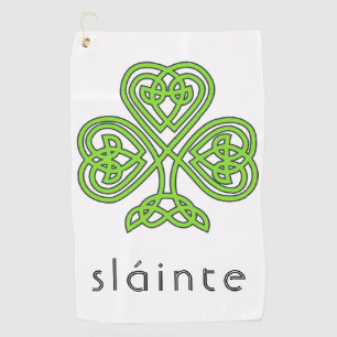 Slainte Celtic Kleeblatt Green St. Patrick's Day Golfhandtuch