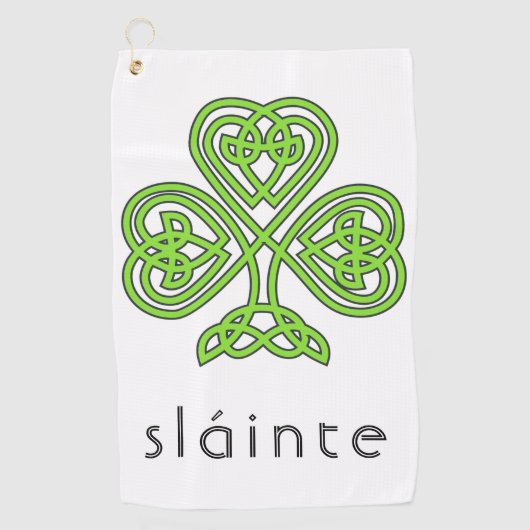 Slainte Celtic Kleeblatt Green St. Patrick's Day Golfhandtuch (Vorderseite)