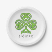Slainte Celtic Kleeblatt Green St. Patrick's Day Pappteller (Vorderseite)