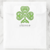 Slainte Celtic Kleeblatt Green St. Patrick's Day Quadratischer Aufkleber (Tasche)