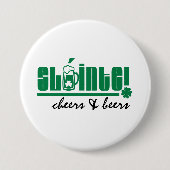 Sláinte. Cheers & Beers. St. Patrick's Day Button (Vorderseite)